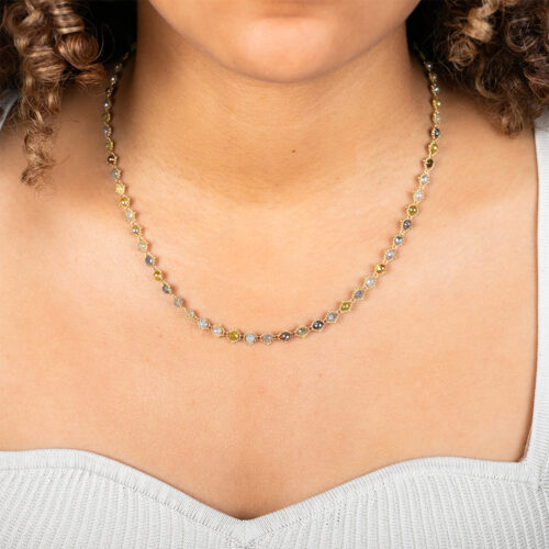 AM.MIXED DIAM TEXTILE NECKLACE