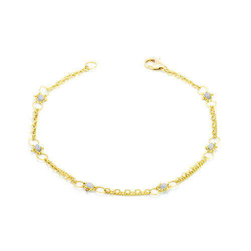 "Whisper Chain" silver diamond bracelet with approximately .60 cttw, in 18k yellow gold with a lobster clasp. Bracelet is 7" long x 3/16" wide (4mm).