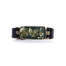 Pyrite in slate, set in 18k warm white gold, silver and steel in a leather band. Bracelet is 3/4" wide.