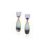 Chalcedony, iolite and maligano jasper stud back earrings with omega clips set in 18k yellow gold. Earrings are 2 1/4" long x 9/16" wide (5.7cm x 14mm)