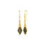 Textile drop black diamond earrings with approximately 1.5 cttw, in 18k yellow gold. Earrings are 1 3/4" long x 3/8" wide (44 x 10mm).