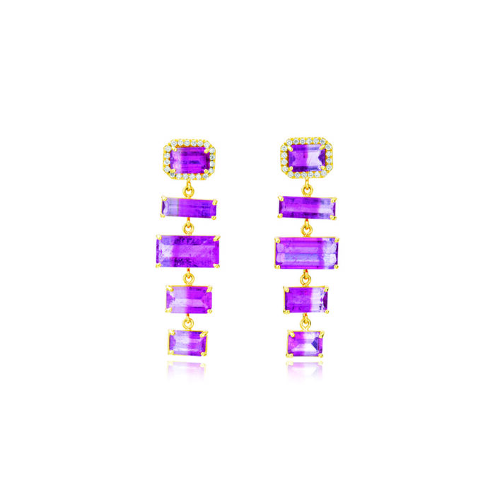 high-low bi-colored pink tourmaline earrings