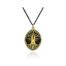 Oxidized sterling silver and 18k yellow gold "Tree of Life" pendant with one pear shaped natural colored chocolate diamond, 0.05cts, on a oxidized sterling silver chain. Chain is 16" long with a lobster clasp and pendant is 40mm long x 19mm wide.