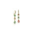 "Joyce" earrings with mixed-shape green and pink tourmalines, 4.25cttw., set in 18k yellow gold with pavé-set diamond French wires, 0.07cttw..