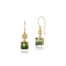 18k yellow gold LaPlage earrings with cushion-shaped tops on French wires and champagne diamonds surrounded by beadwork, 0.04cttw with multi-color blue/green/yellow faceted tourmaline drops. Earrings are 1 1/16" long (27mm).