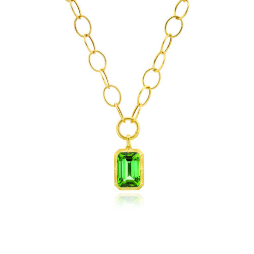 emerald cut green tourmaline "griffin" pendant