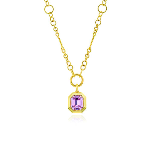 Octagonal cut Kunzite pendant