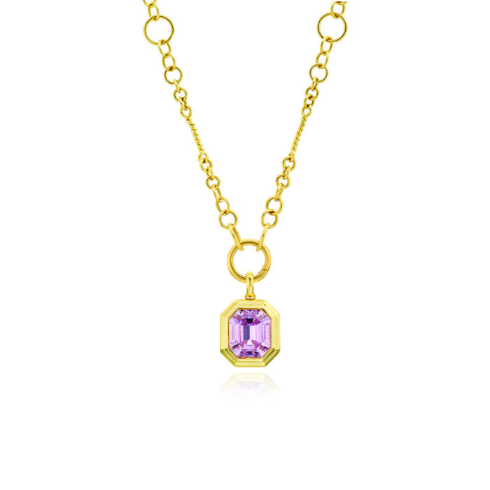 Octagonal cut Kunzite pendant