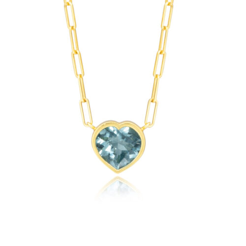 faceted aquamarine heart pendant