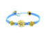 sky blue woven bracelet with flowers and tahitian pearls