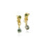 Hand-fabricated octopus earrings in 18k yellow gold with light green sapphires (4mm), white diamonds (0.04cttw), and grey Tahitian keshi pearl dangles. Earrings are post-backs and are 1 1/8" long x 5/16" diameter (28x8mm).