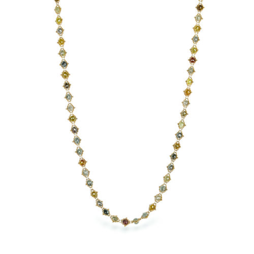 Mixed diamond textile necklace 2