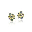 Mosaic earrings with mixed shape and cut blue sapphires set in 22k gold bezels with 18k backing on post