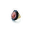 18k yellow gold crownwork "Regency" ring with bezel set oval pink tourmaline center stone, 13.47cts, set in oxidized silver with fired black glass enamel surround. Ring is a size 6.25 and tourmaline is 1" wide (26mm).