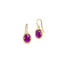 One-of-a-kind earrings with an oval ruby, 5.09 cts. Earrings are 10 x 12mm and 21mm total length with 18k gold French wires.
