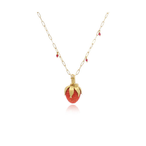 Large strawberry coral pendant