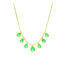 fringe necklace in green with pear shaped emeralds