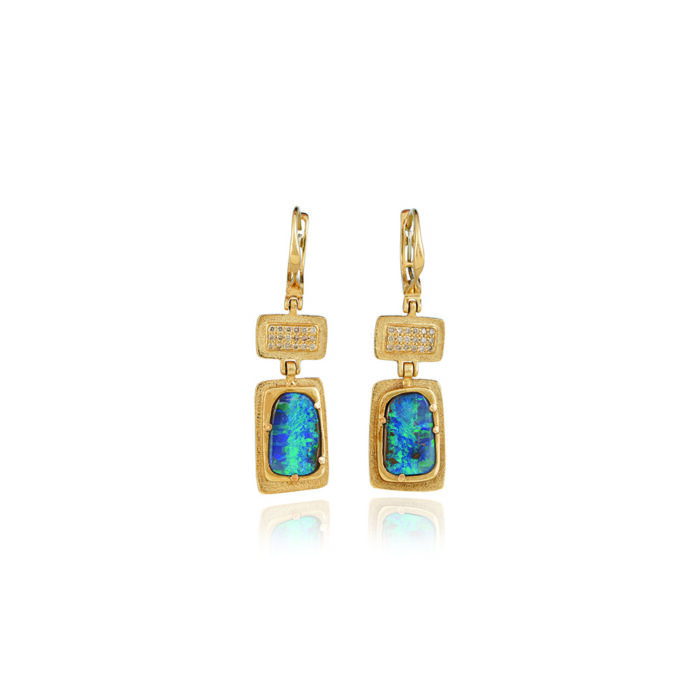"Venetian" Collection Australian Boulder opal earrings