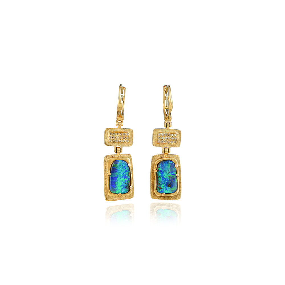 "Venetian" Collection Australian Boulder opal earrings