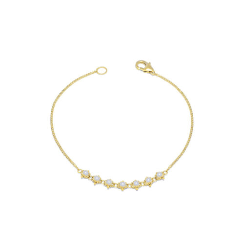 Petite Textile freshwater pearl bracelet, approximately 0.65 cttw, chain is 18k yellow gold and is ___" long.