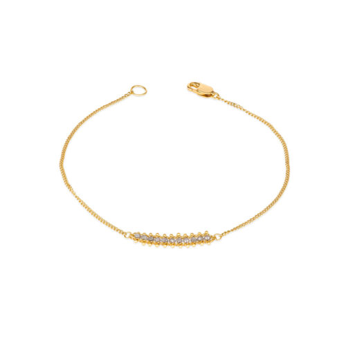 Textile Row silver diamond station bracelet, approximately 0.5 cttw, chain is 18k yellow gold and is ___" long