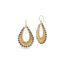 18k yellow gold woven teardrop earrings with black diamonds, 5.5 cttw, on 18k yellow gold french wires. Earrings are 1 1/2" long x 15/16" wide (38 x 25mm).