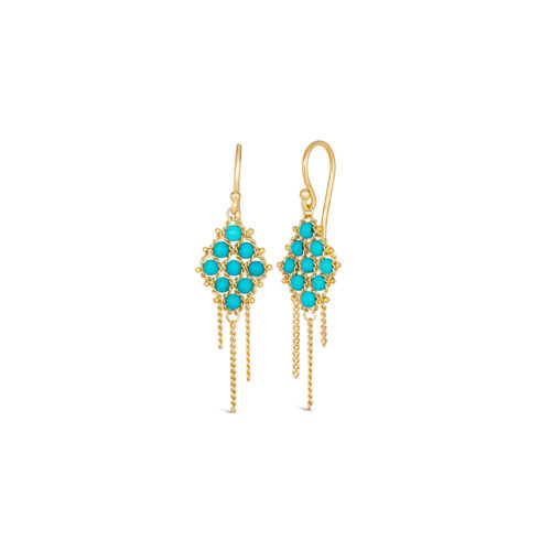 Small Textile turquoise earrings, approximately 1.5 cttw, on 18k yellow gold french wires