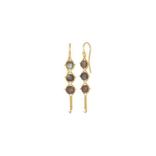 Textile Drop labradorite earrings, approximately 3.6 cttw, on 18k yellow gold french wires