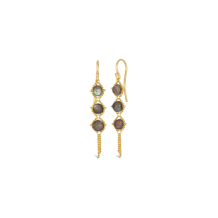 Textile Drop labradorite earrings, approximately 3.6 cttw, on 18k yellow gold french wires