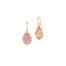 One-of-a-kind earrings with a teardrop shaped morganite, 10.46 cts, set in 18k yellow gold granulated bezels on 18k yellow gold French wires. Earrings are 1" long x 3/8" wide (25 x 10mm). 