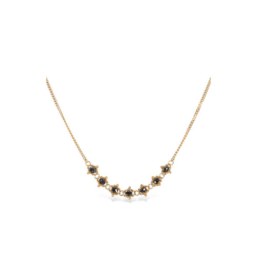 Petite Textile black diamond necklace, 0.7 cts, chain is 18k yellow gold and is __" long.