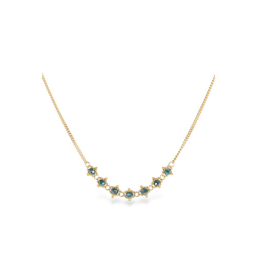 Petite Textile blue diamond necklace, approximately 0.7 cttw, chain is 18k yellow gold and is __" long.