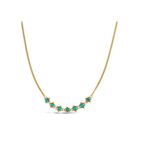 Petite Textile turquoise necklace, approximately 0.7 cttw, chain is 18k yellow gold and is __" long.