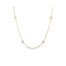 Textile station necklace with freshwater pearls, chain is 18k yellow gold and is 24" long