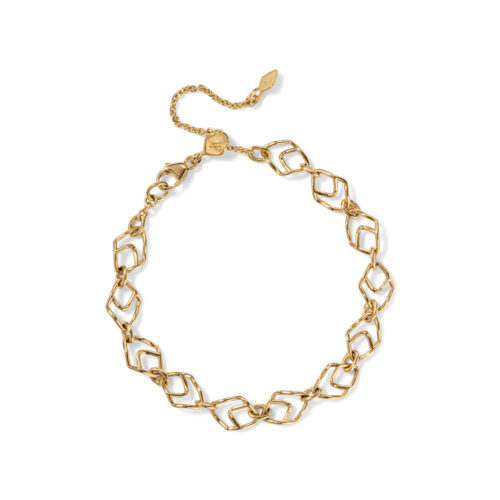 Arrow chain link bracelet in 18k yellow gold with a lobster clasp and an extention chain. Bracelet is 8" long x 5/16" wide.
