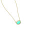 Aurora pendant with an East/West set oval turquoise cabochon surrounded by pavé-set diamonds, 0.35 cttw, with a high polish. Chain is 18k yellow gold with a lobster clasp and is adjustable to 19" long. The pendant is 5/8" x 3/4" (16 x 19mm)