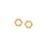 18k yellow gold circular stud earrings with vs diamonds, 0.77 cttw, pavé-set in adjoining trillion settings. Earrings are 9/16" in diameter (15mm).