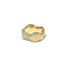 Double curve ring in 18k yellow gold with pavé-set diamonds on both sides, 1.09 cttw, and a satin finish. Ring is 3/8" wide (10mm) and is a size 7.5.