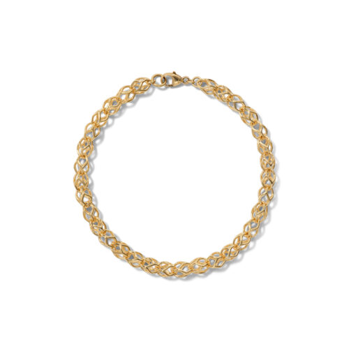 Perry small chain bracelet with interlocking links in 18k yellow gold. Bracelet is 7 3/4" long x 3/16" D (4mm).