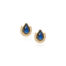 Victoria studs with a tear drop labradorite and a diamond horseshoe surround, 0.3 cttw. Posts are 18k yellow gold and labradorite is 12x6mm.