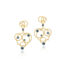 Hammered circle earrings with six diamonds, 0.13 cttw, and ten aquamarines, 1.59 cttw, in 18k yellow gold with post backs.