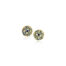 18k yellow gold "Silk" textured disc earrings with a variety of sizes and colors of blue sapphires and SI white diamonds on posts. 