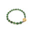 Green jade bracelet, 33.65 cttw, with Burma gold, 20 cttw, oxidized sterling silver spacers, and an 18k yellow gold fish charm.