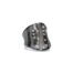 Oxidized sterling silver ring with platinum accents and white (G) diamonds, vsi, 0.13 cttw. Ring is 20mm (7/8") at its widest and is a size 5.75.