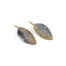 Oxidized sterling silver wing-shaped drop earrings with 18k, 22k and 24k yellow gold accents and fancy-colored diamonds, 0.10 cttw. Earrings are on French hooks and measure 2" long x 3/4" wide (5 cm x 18mm).
