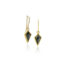 Grey kite-shaped diamonds, 2.65 cttw, in 18k and 22k yellow gold, on French wires. Earrings are 1 1/4" x 5/16" wide (27 x 8mm).