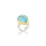 Tear-drop shaped cabochon aquamarine set in 22k yellow gold and a sterling silver ring shank. Aquamarine is 23 x 19mm and is a size 7.