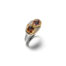 Double geometric, free-form faceted spinels, 1.86cttw, set in 22k and 18k yellow gold on an oxidized sterling silver band with vs white diamonds, 0.03cttw.