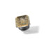Oxidized sterling silver ring shank with a Munsteiner-cut rutilated quartz, 38.61cts, set in 22k and 24k yellow gold with vs white diamonds, 0.22cttw.