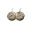 Oxidized sterling silver, 18k, 22k and 24k yellow gold earrings with natural light brown brillant cut diamonds, 1.19 cttw, and white (G) vs diamonds, 0.36 cttw. Earrings are 1 5/8" long x 1" diameter (41 x 25mm).
